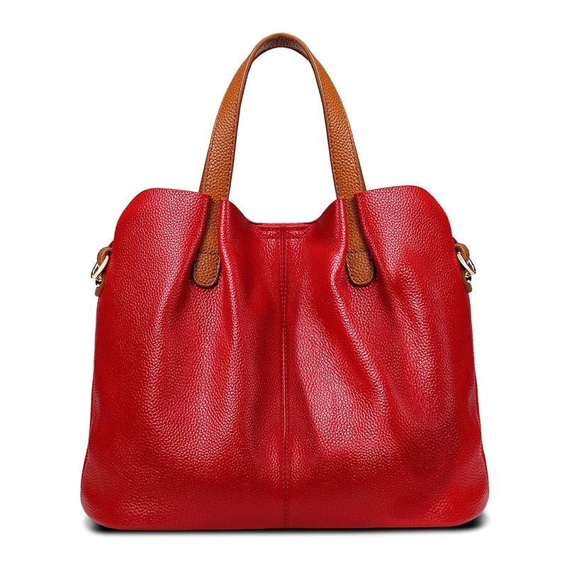 Alana | Genuine Leather Handbags Head Layer Cowhide Litchi Grain Women Handbag