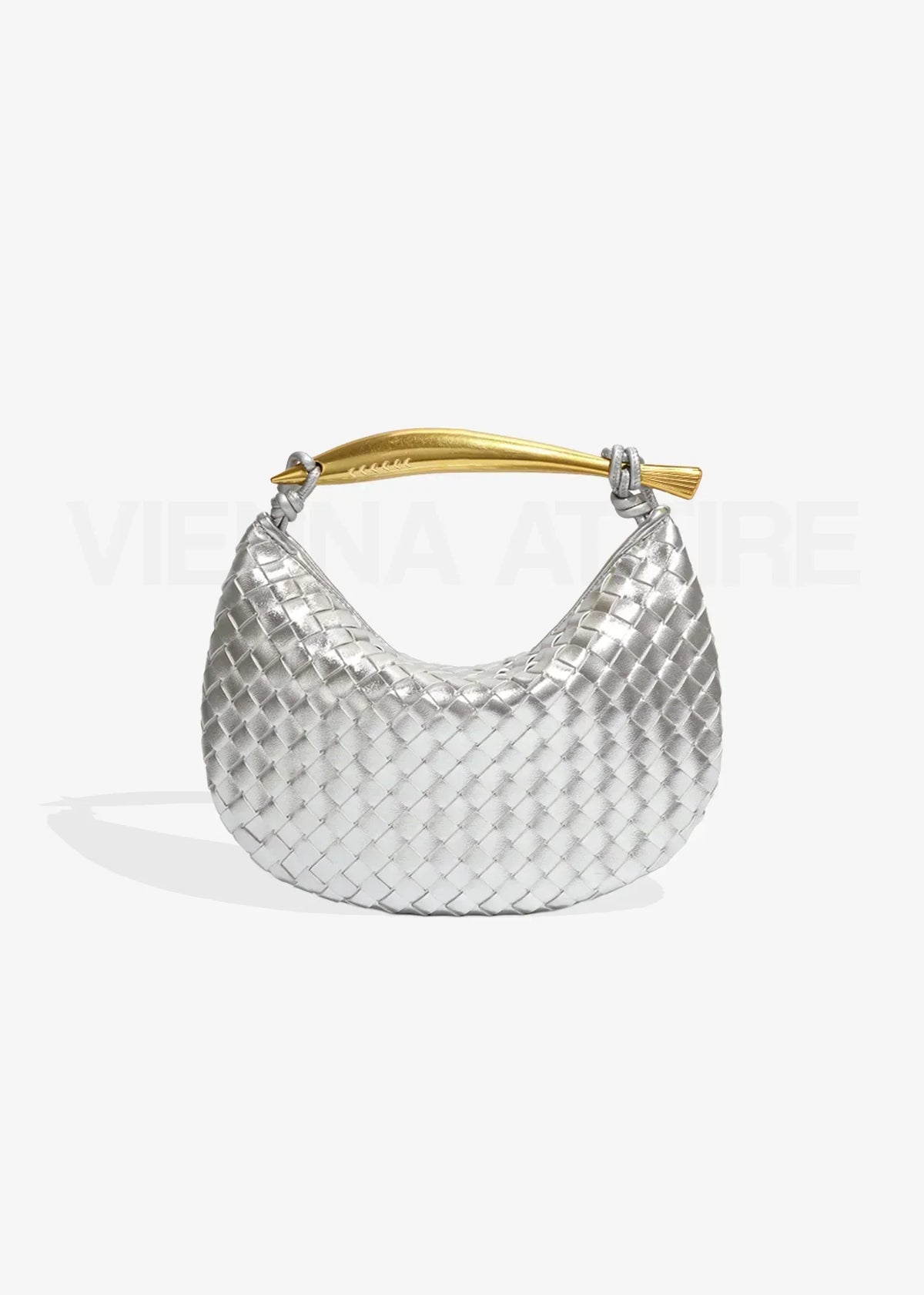Alexandra – Woven Pattern Bag with Gold Handle